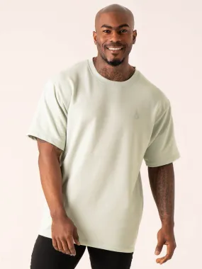 Throwback Oversized Fleece T-Shirt - Seafoam Stretchable Knit