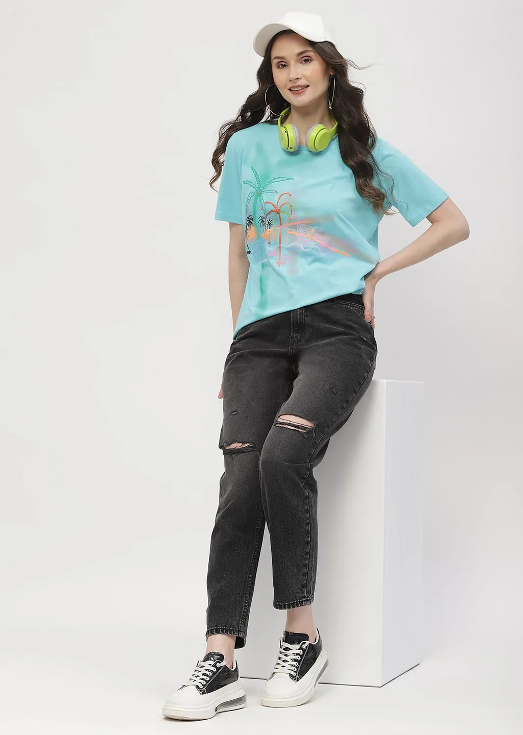 All Occasion Functional Wear Madame Distressed Black Mom Fit Jeans