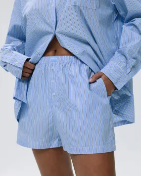 stain resistant coating Cotton Stripe Boxer Shorts - Blue/White