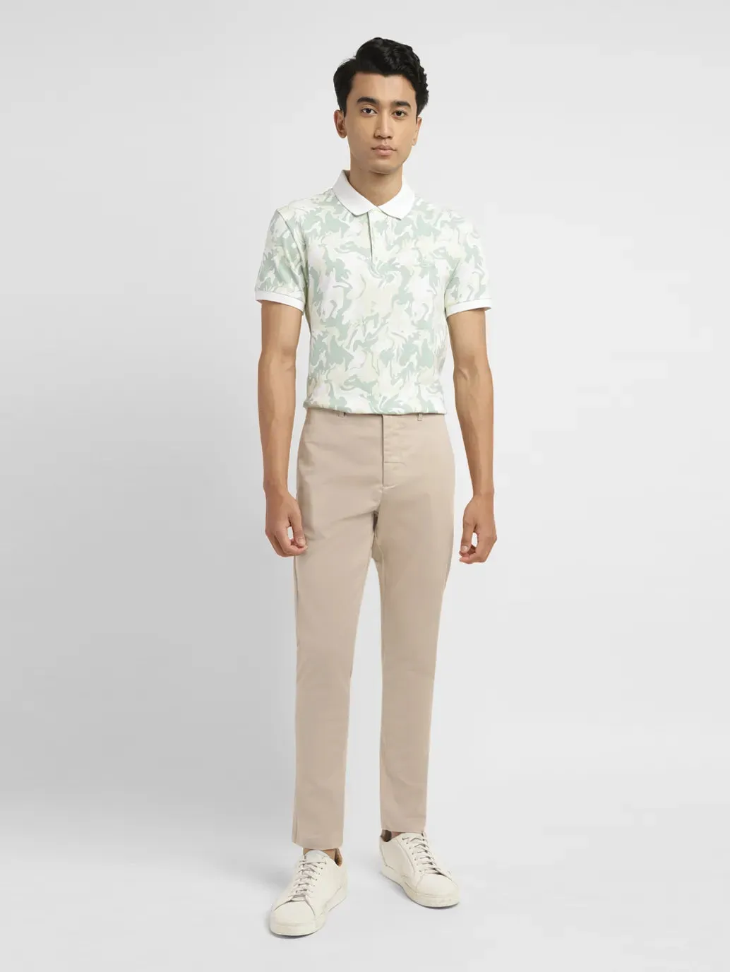 Anti Pilling Surface Static free Men's Beige Slim Fit Chinos