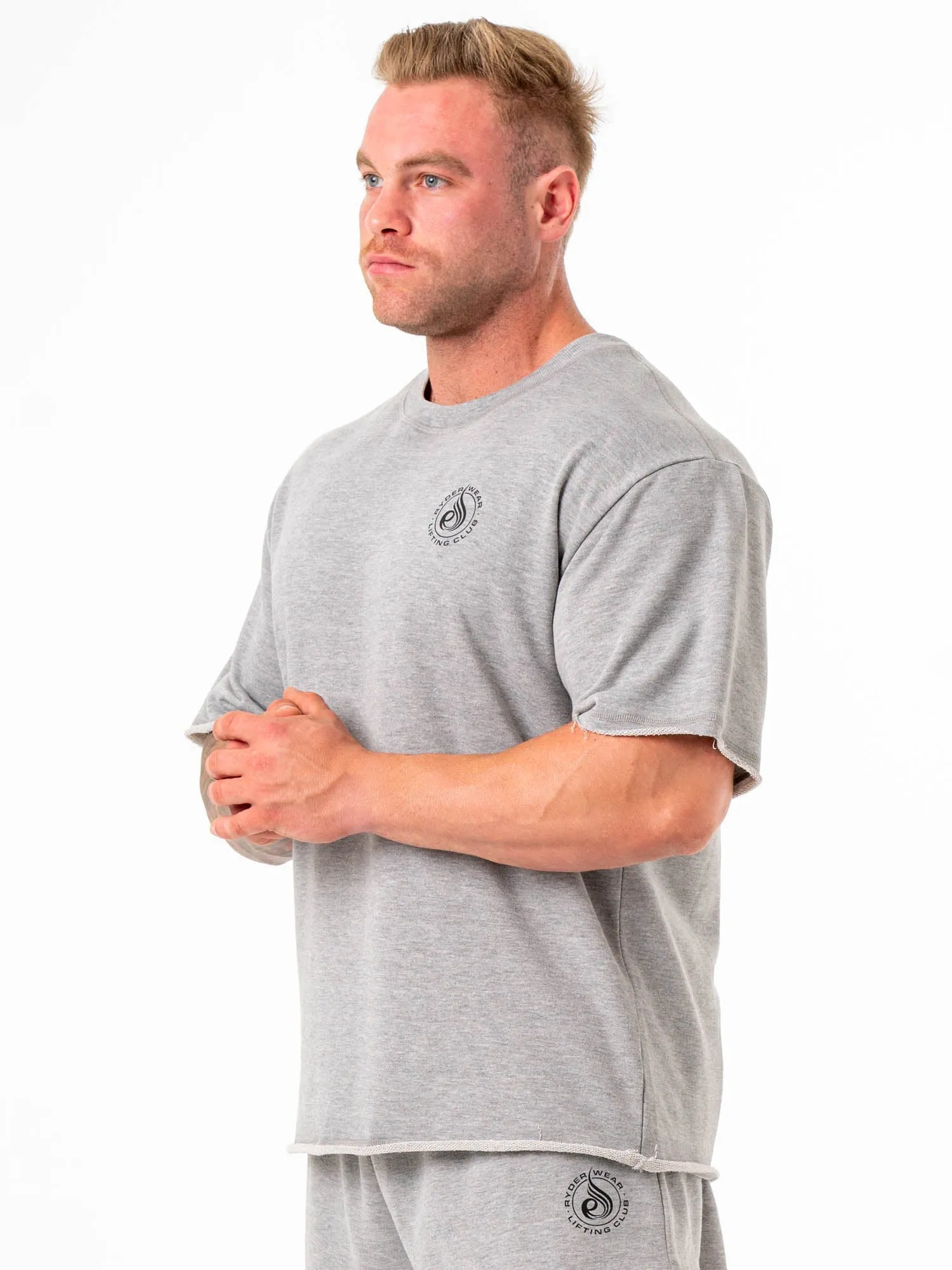 Soft Breathable Fade Resistant Print Box Fleece T-Shirt - Grey Marle