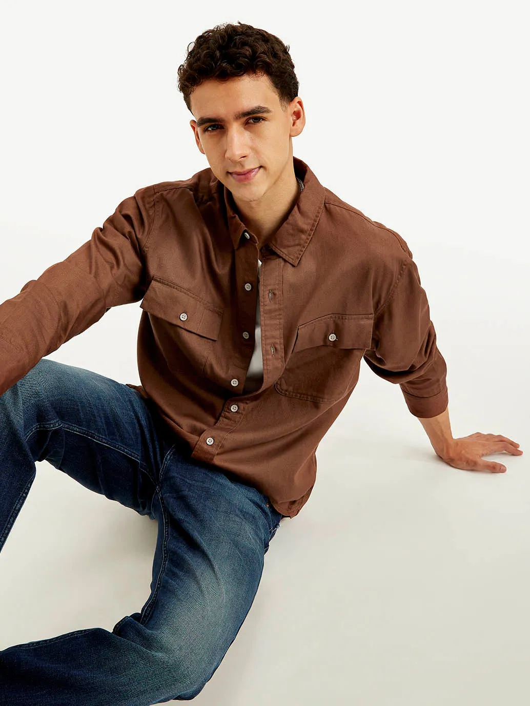 crew neck Friends Meetup Men's Solid Slim Fit Shirt