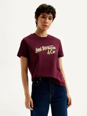 Everyday Wear Women's Typography Maroon Crew Neck T-Shirt