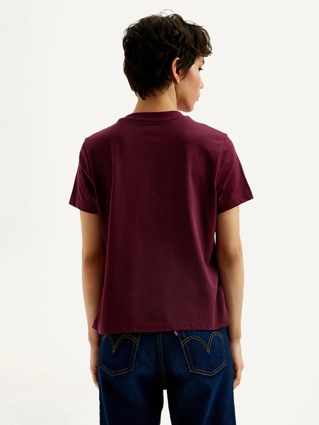 Women's Typography Maroon Crew Neck T-Shirt Cool Design Bohemian freedom