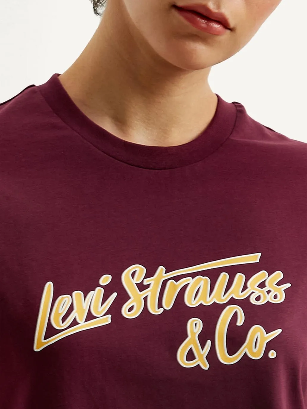 Women's Typography Maroon Crew Neck T-Shirt Layered Look