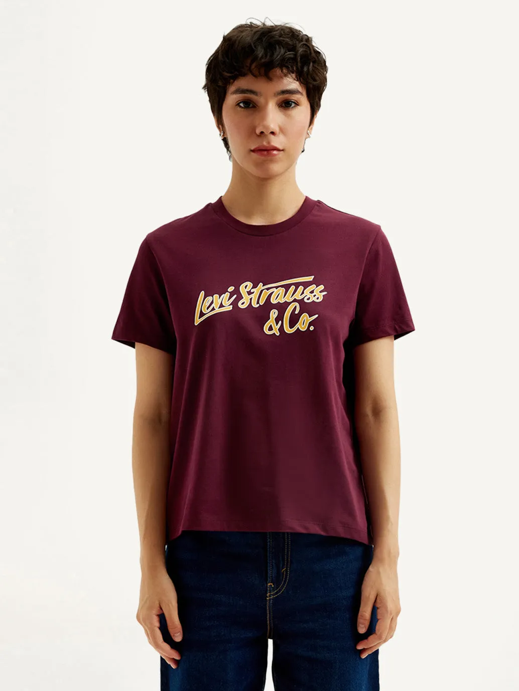 Elderly clothing Long Sleeve Women's Typography Maroon Crew Neck T-Shirt