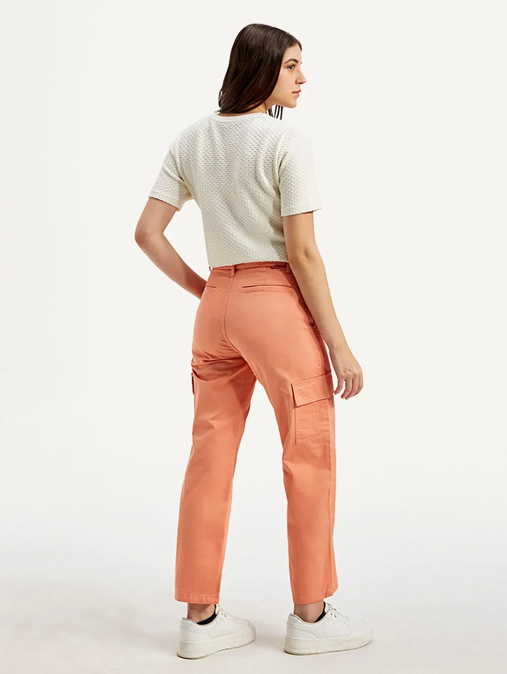 Low Profile Zipper Street Fashion Breathable Women's 94 Orange Baggy Fit Mid Rise Jeans