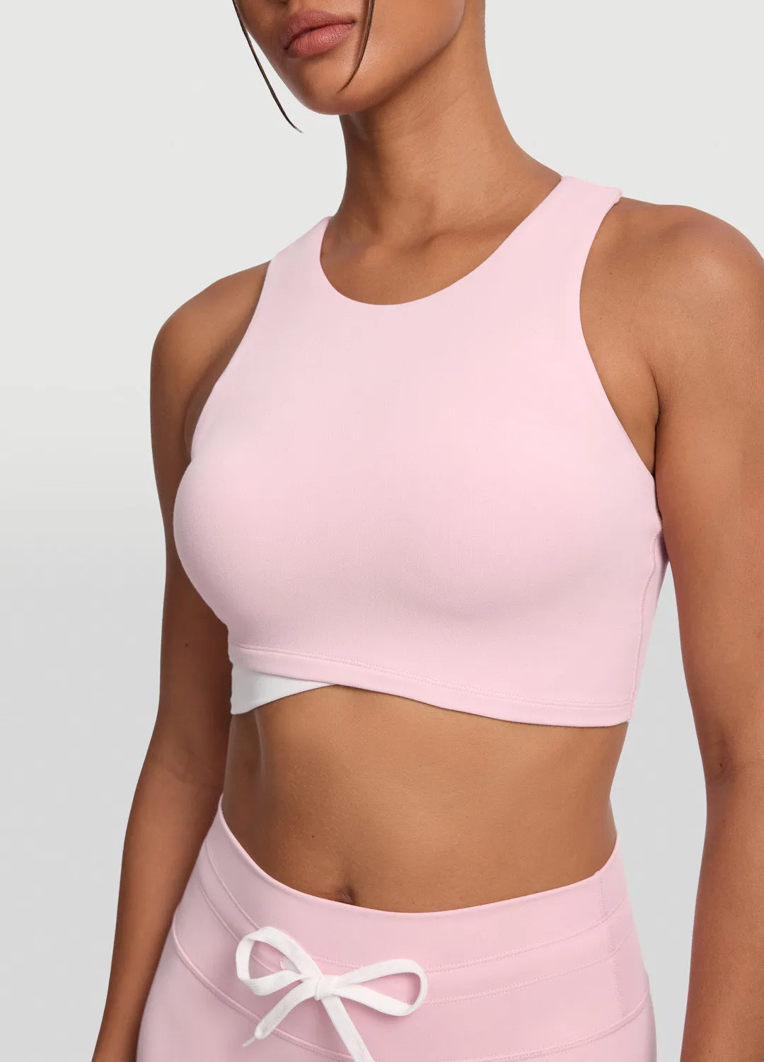 Contrast Stitch Two-Tone Crop Top