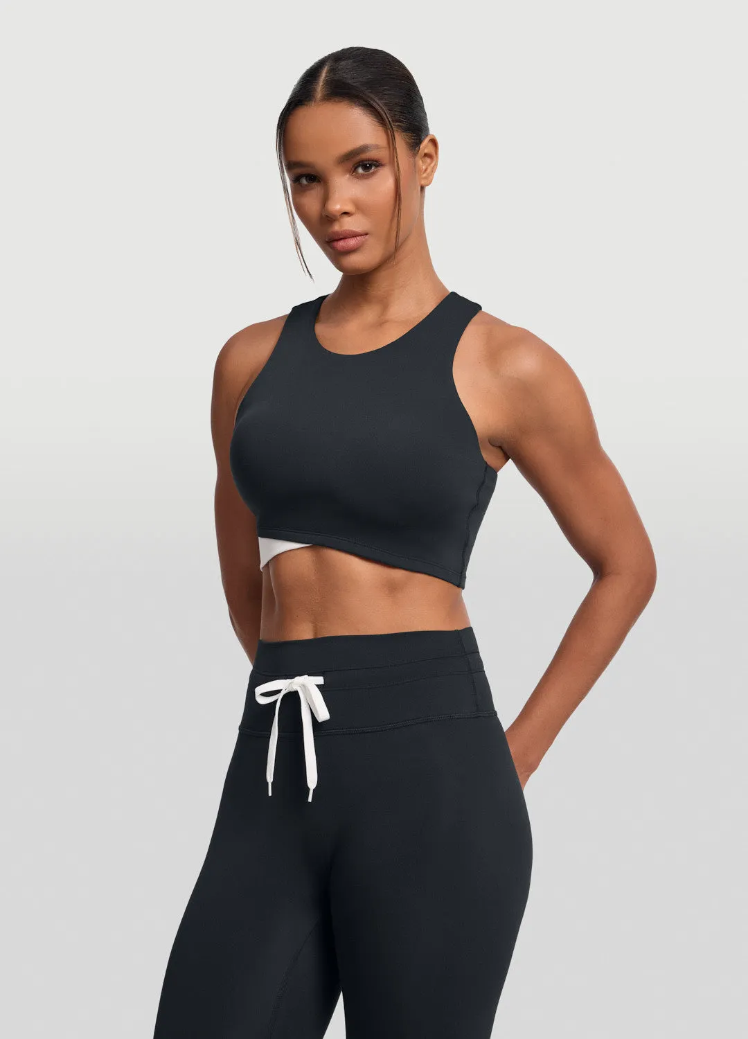 Two-Tone Crop Top Anti Slip Shoulder Padding