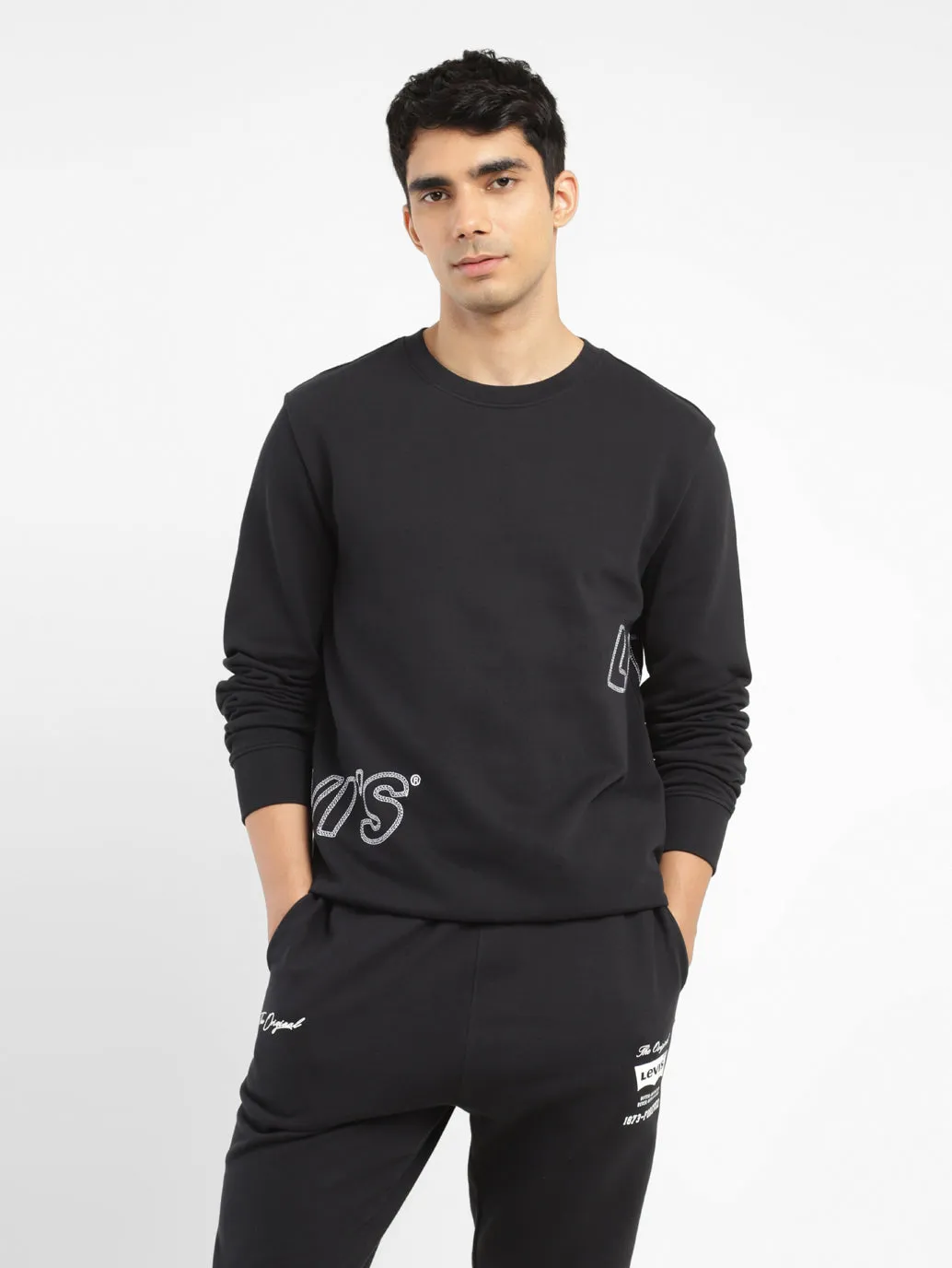 Men's Brand Logo Crew Neck Sweatshirt Simple Wear