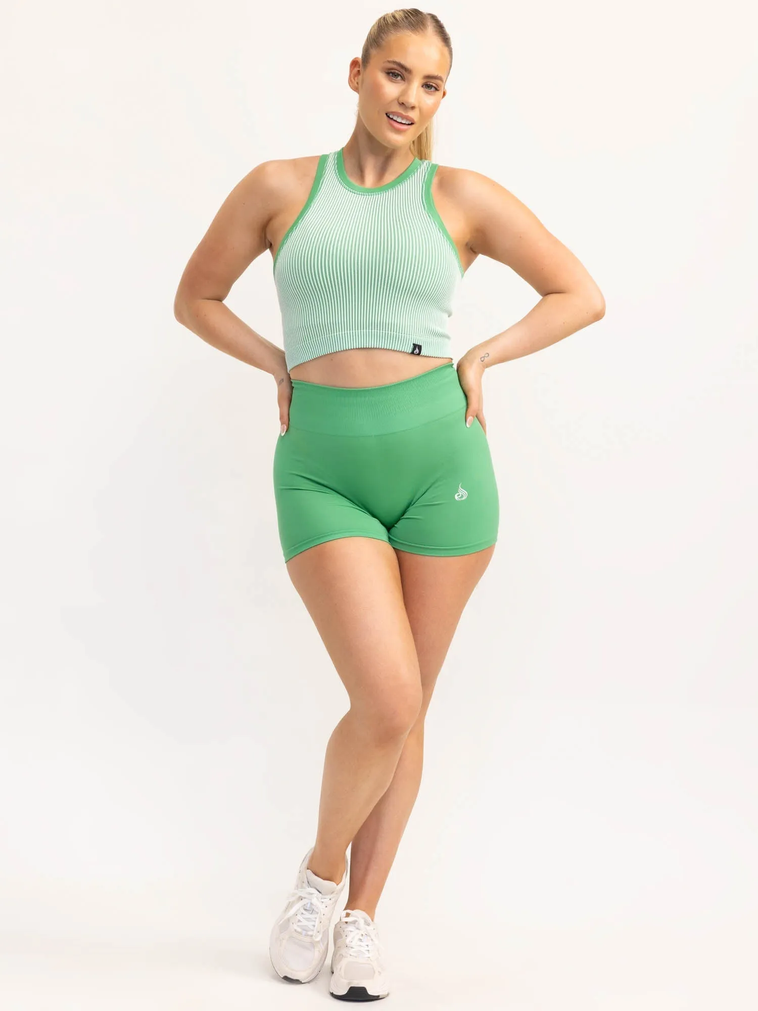Eco Friendly Material Lift 2.0 Rib Seamless Tank - Apple Green/White