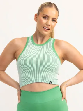Lift 2.0 Rib Seamless Tank - Apple Green/White WrinkleFree Finish