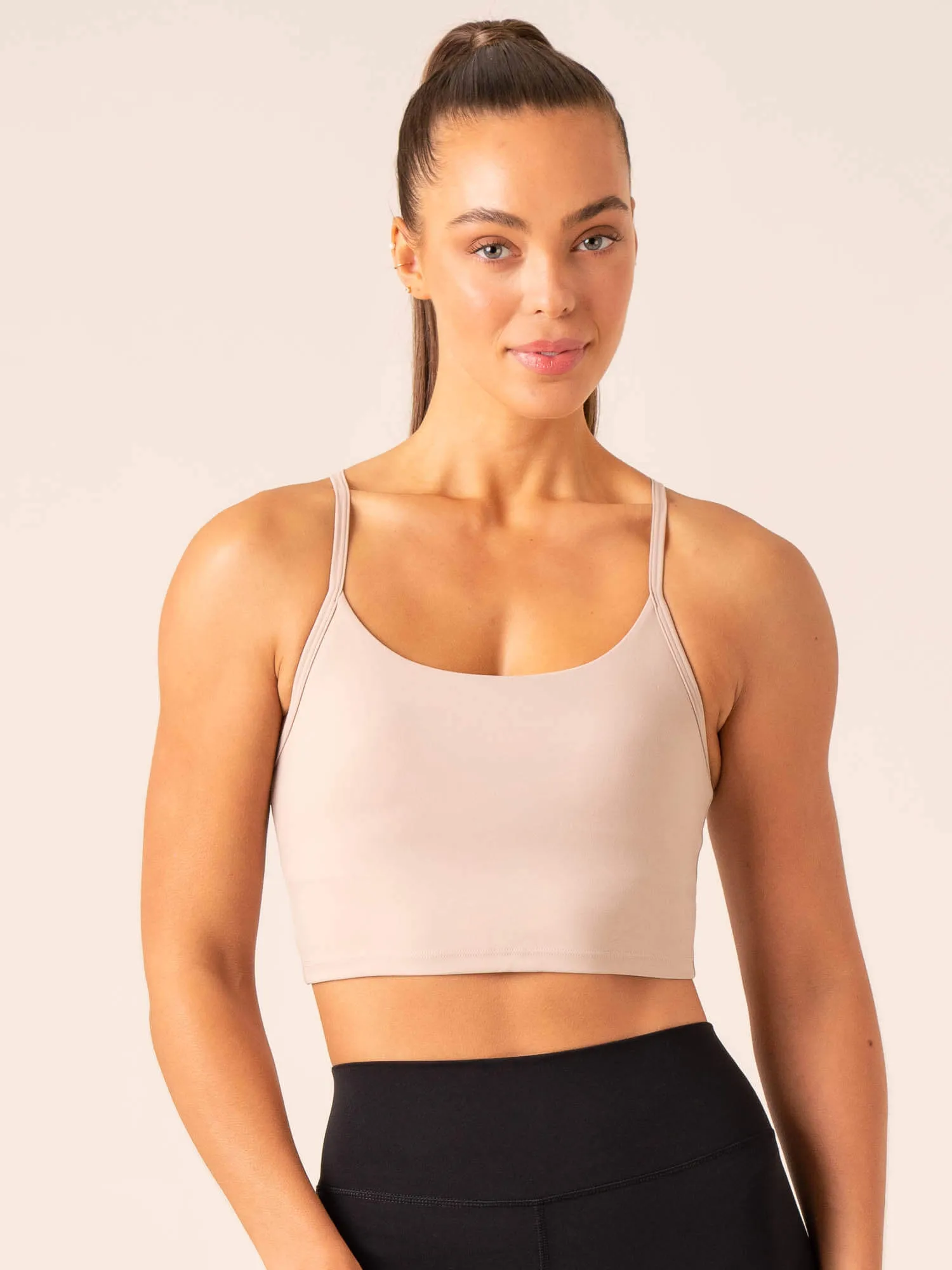 CroppedLength Comfy Cardigan Embody Compression Tank Bra - Mushroom