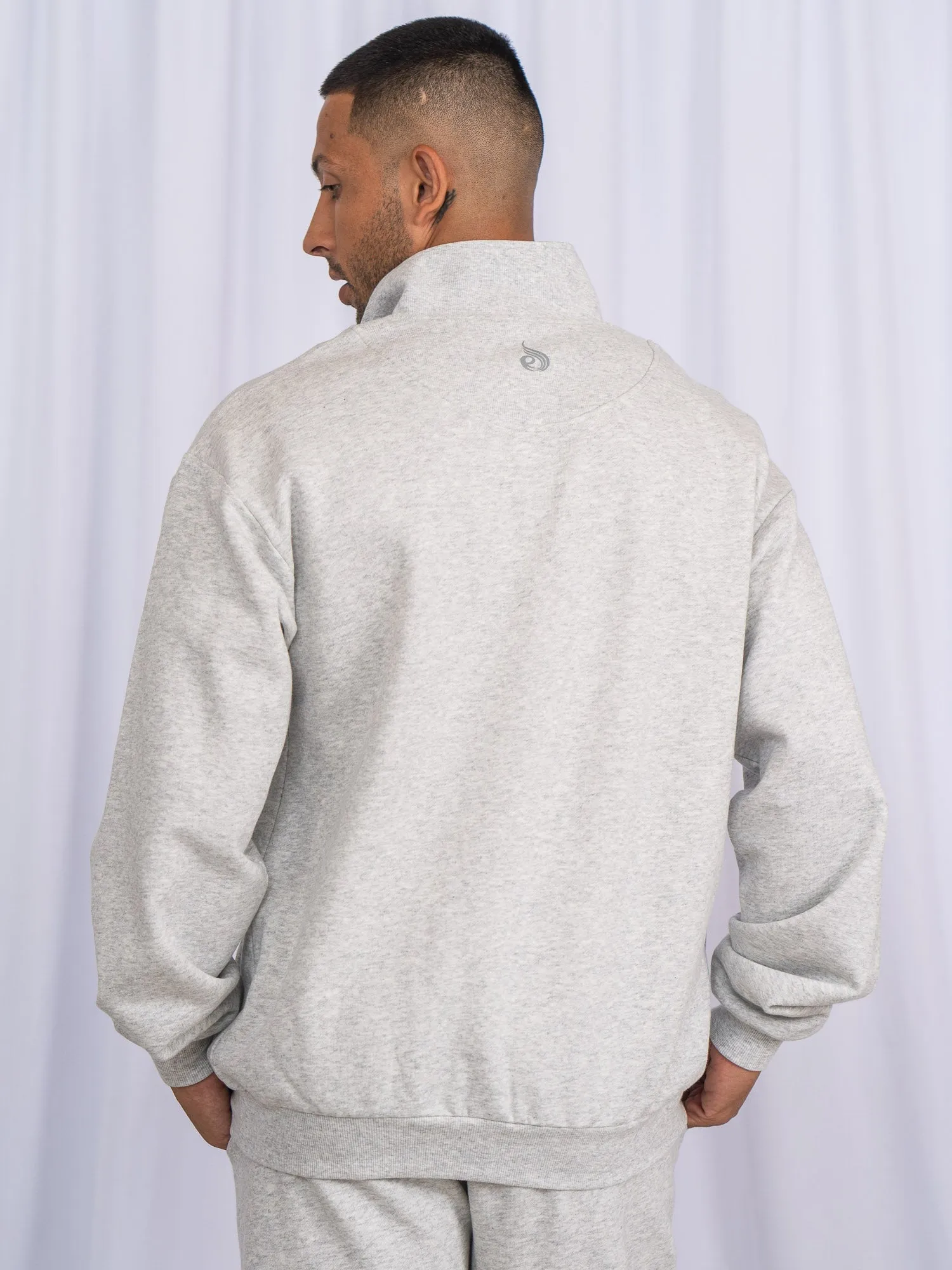 Quick Release Buckle Mechanism Unisex Half Zip Jumper - Snow Marl
