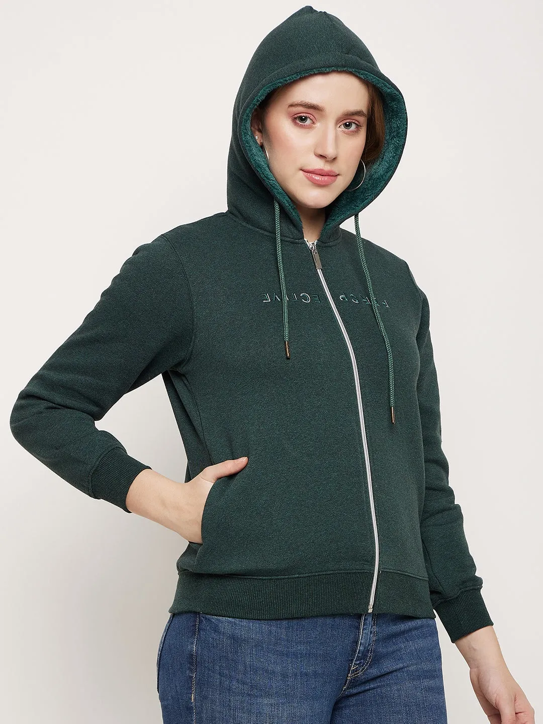 product marketing Madame Bottle Green Hood Neck Sweatshirt