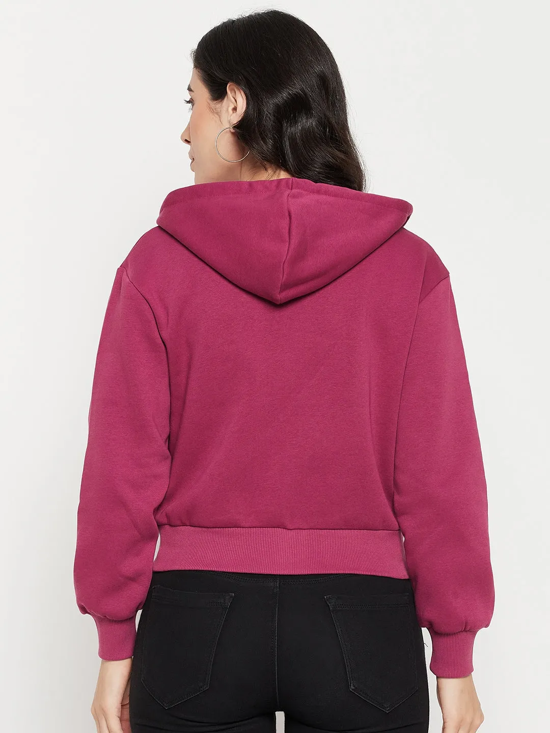 Weekend Comfort Madame Fuschia Hood Neck Sweatshirt