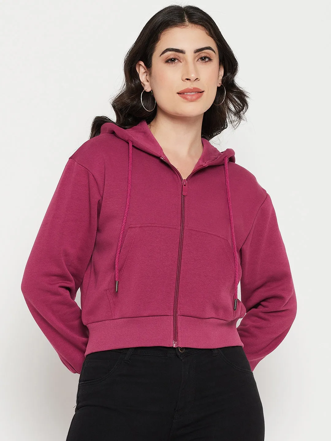 Madame Fuschia Hood Neck Sweatshirt Timeless Fashion