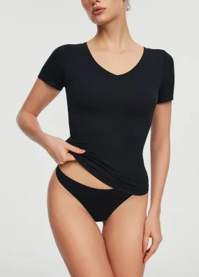 Recycled Polyester Thread V-Neck T-shirt