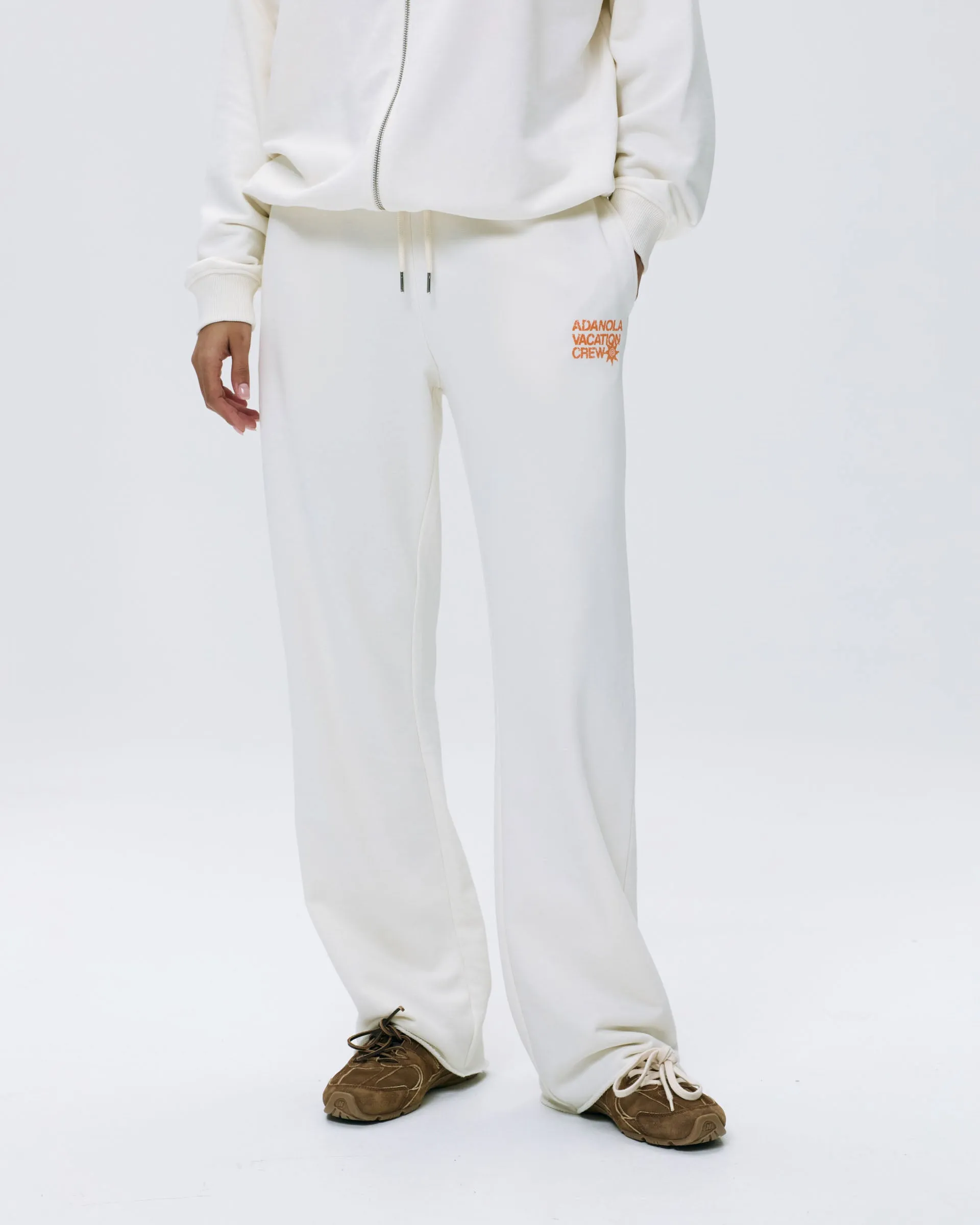 Vacation Raw Hem Straight Leg Sweatpants - Marshmallow White/Mango Orange Quick Release Buckle Vintage Wash