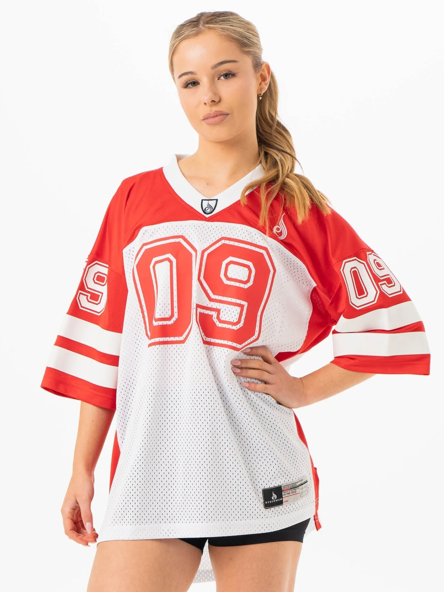 VintageWashEffect Varsity Jersey - Red