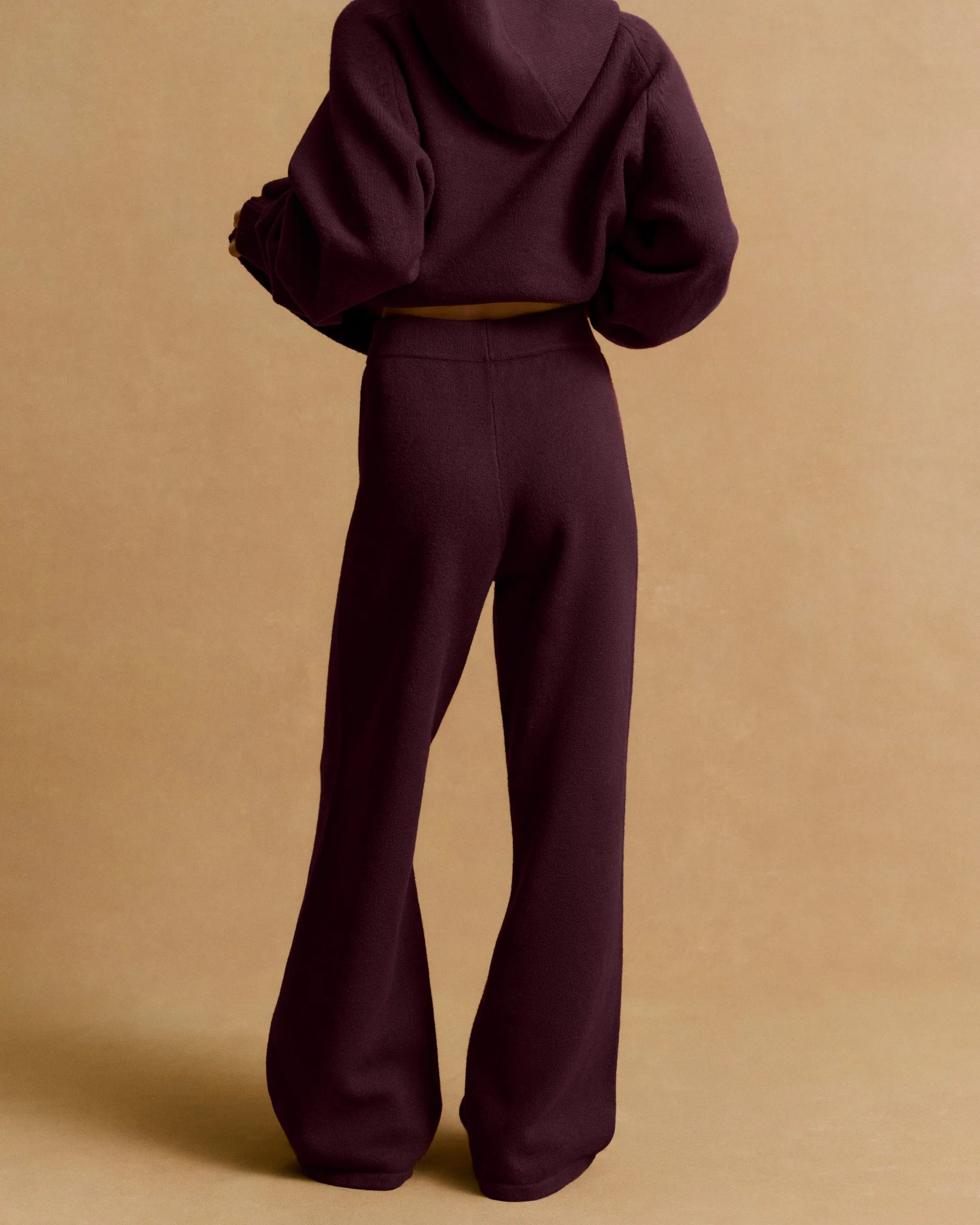 Varsity Knit Straight Leg Sweatpants - Dark Cherry/Marshmallow White Built-in shorts StretchWaistband