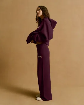 MultiPocketDesign Varsity Knit Straight Leg Sweatpants - Dark Cherry/Marshmallow White