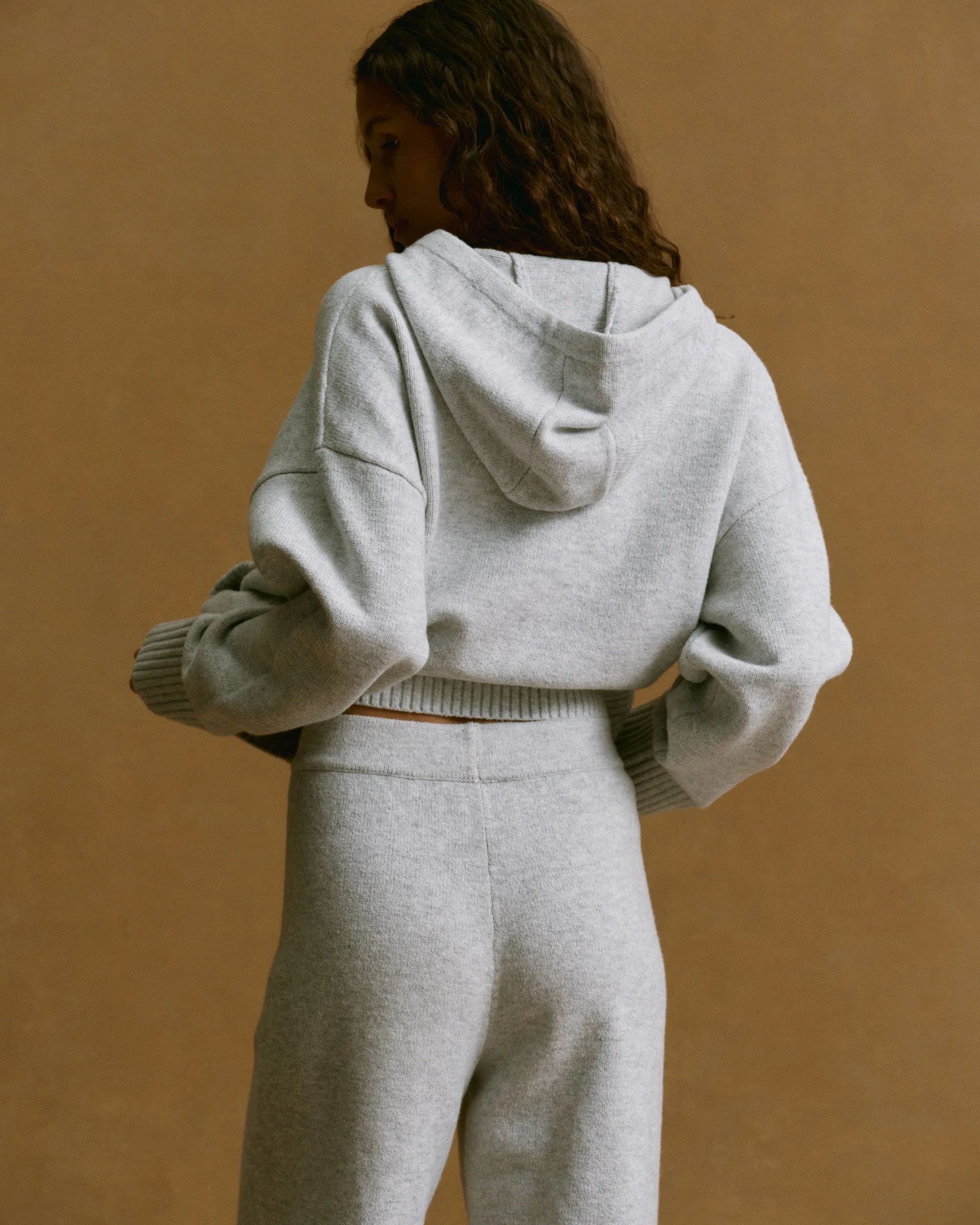 Athletic Flex Wear Varsity Knit Straight Leg Sweatpants - Light Grey Melange/Navy Blue