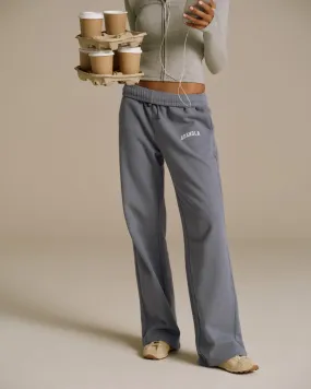 Versatile Comfort Fashion Forward Varsity Loose Fit Straight Leg Sweatpants - Slate Blue