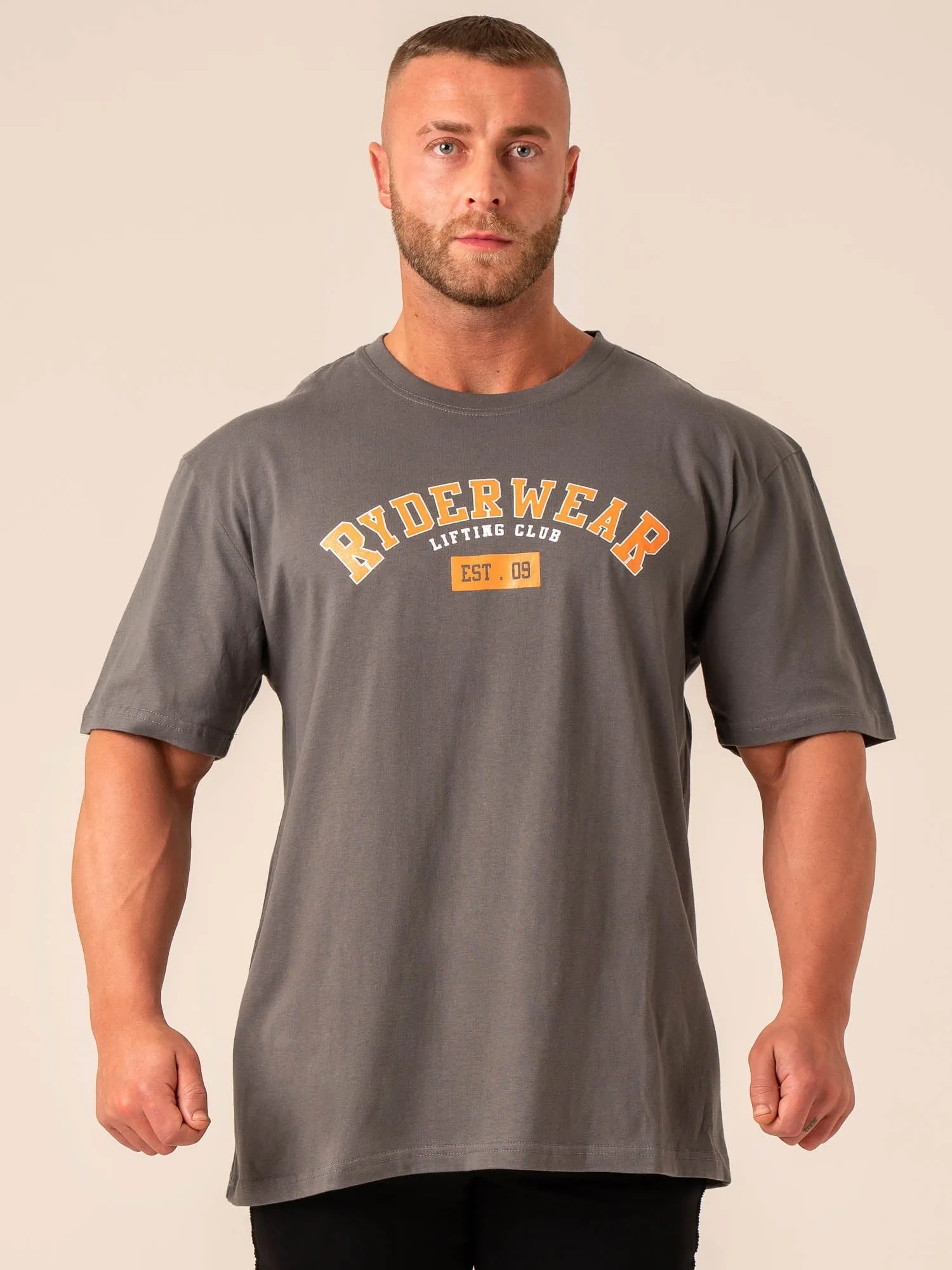 Varsity Oversized T-Shirt - Charcoal Double Stitched Seams