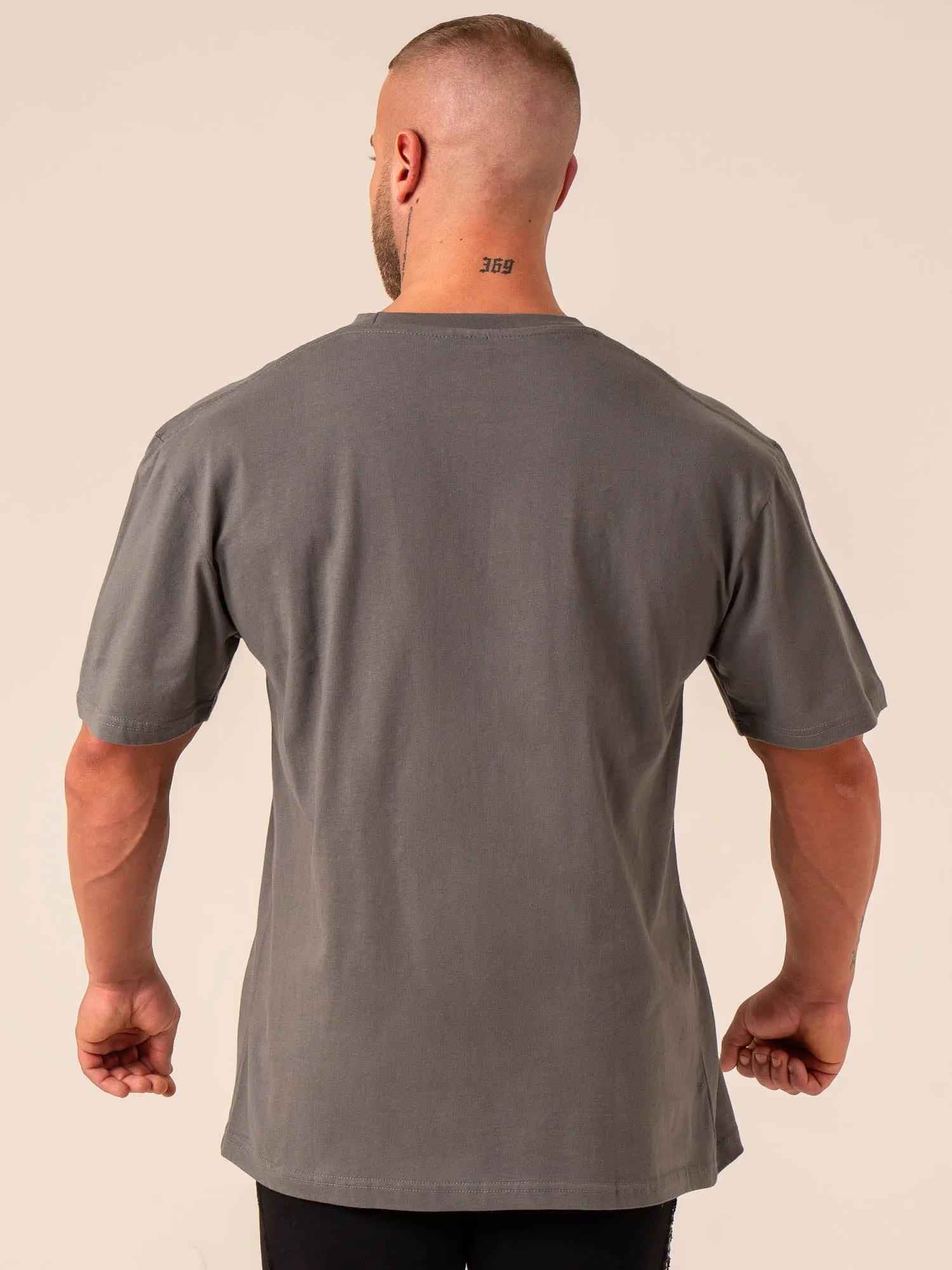 Luxurious Varsity Oversized T-Shirt - Charcoal