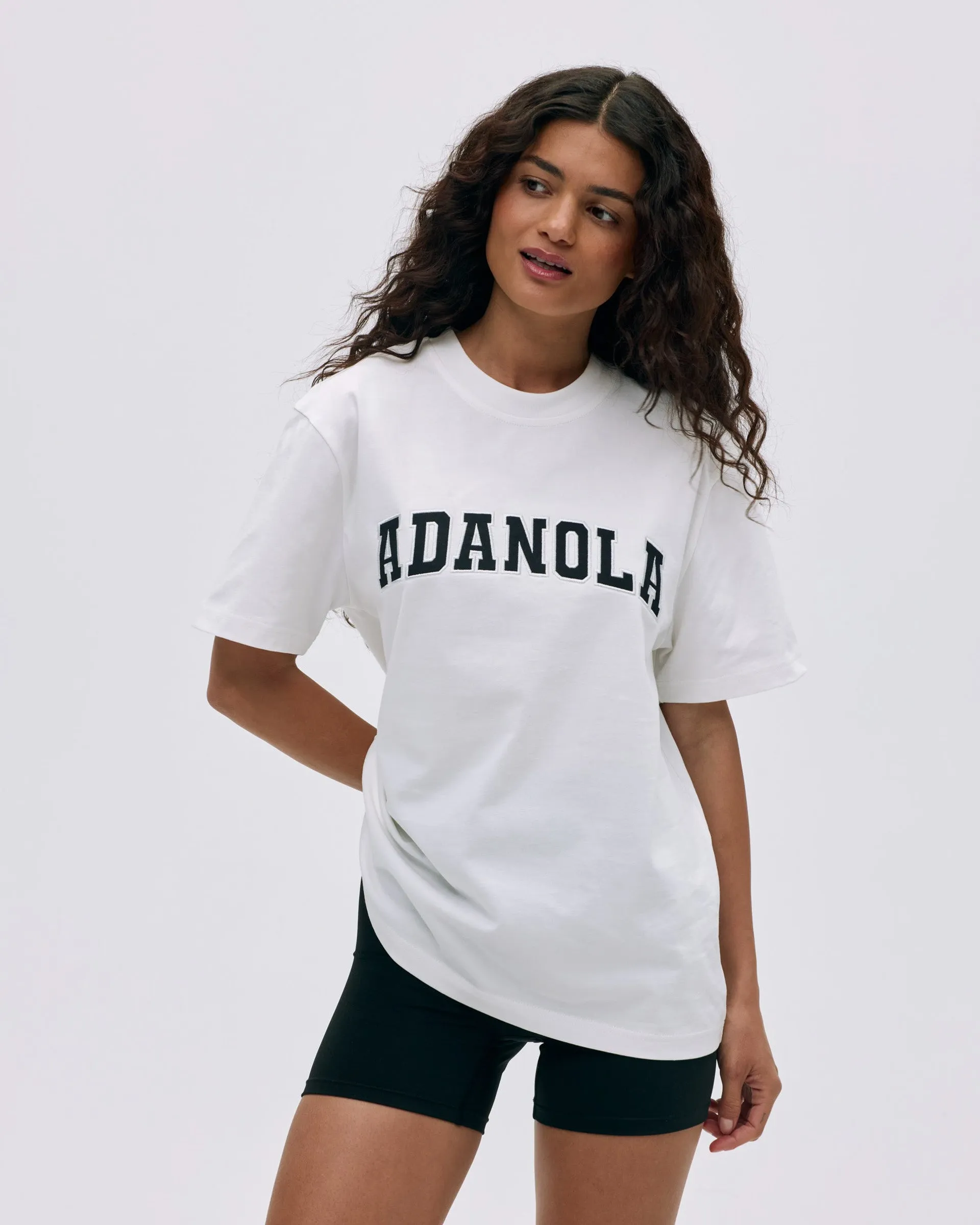 Varsity Short Sleeve Oversized T-shirt - White/Black Essential Top