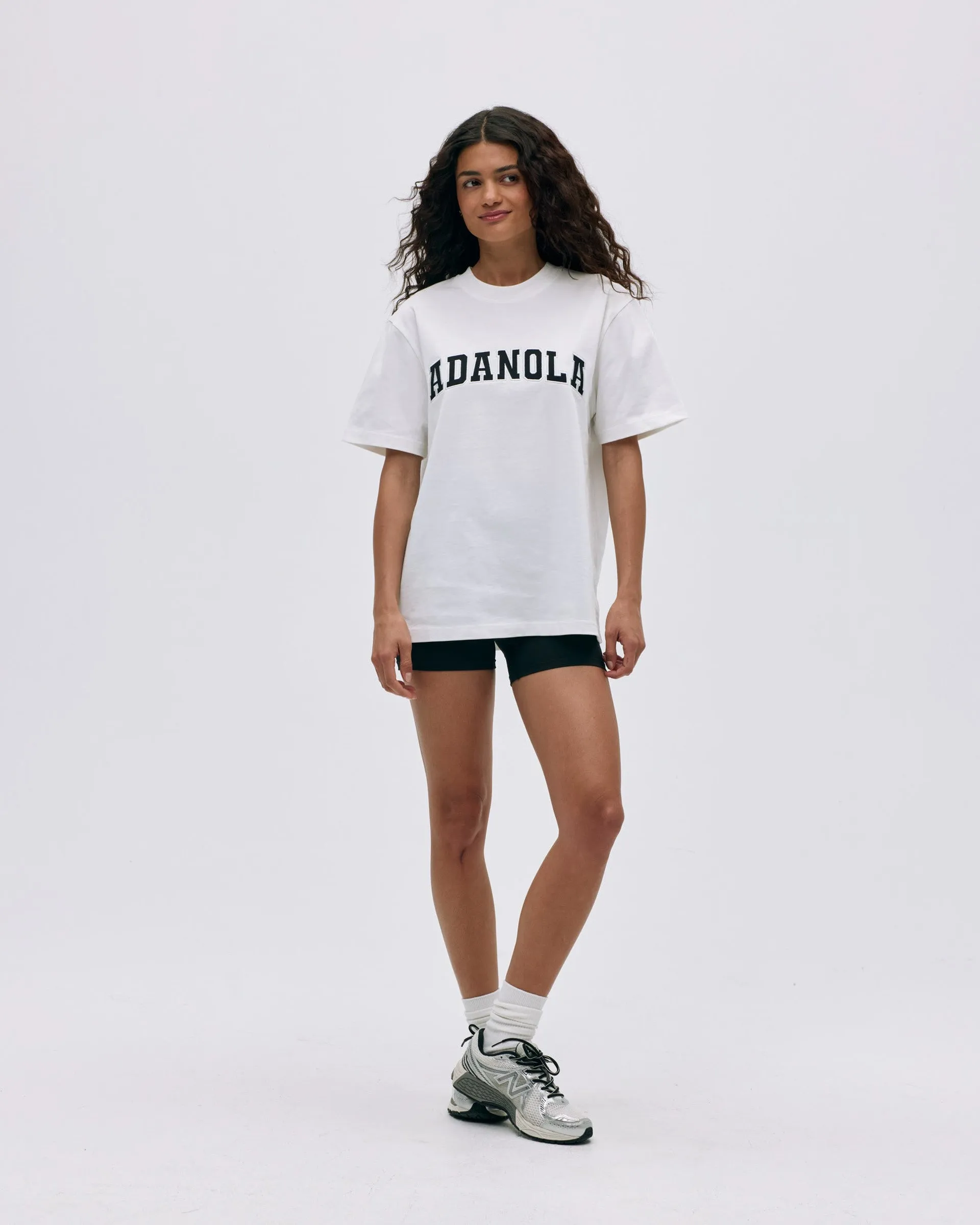 Varsity Short Sleeve Oversized T-shirt - White/Black Lightweight Fashion Streetwear