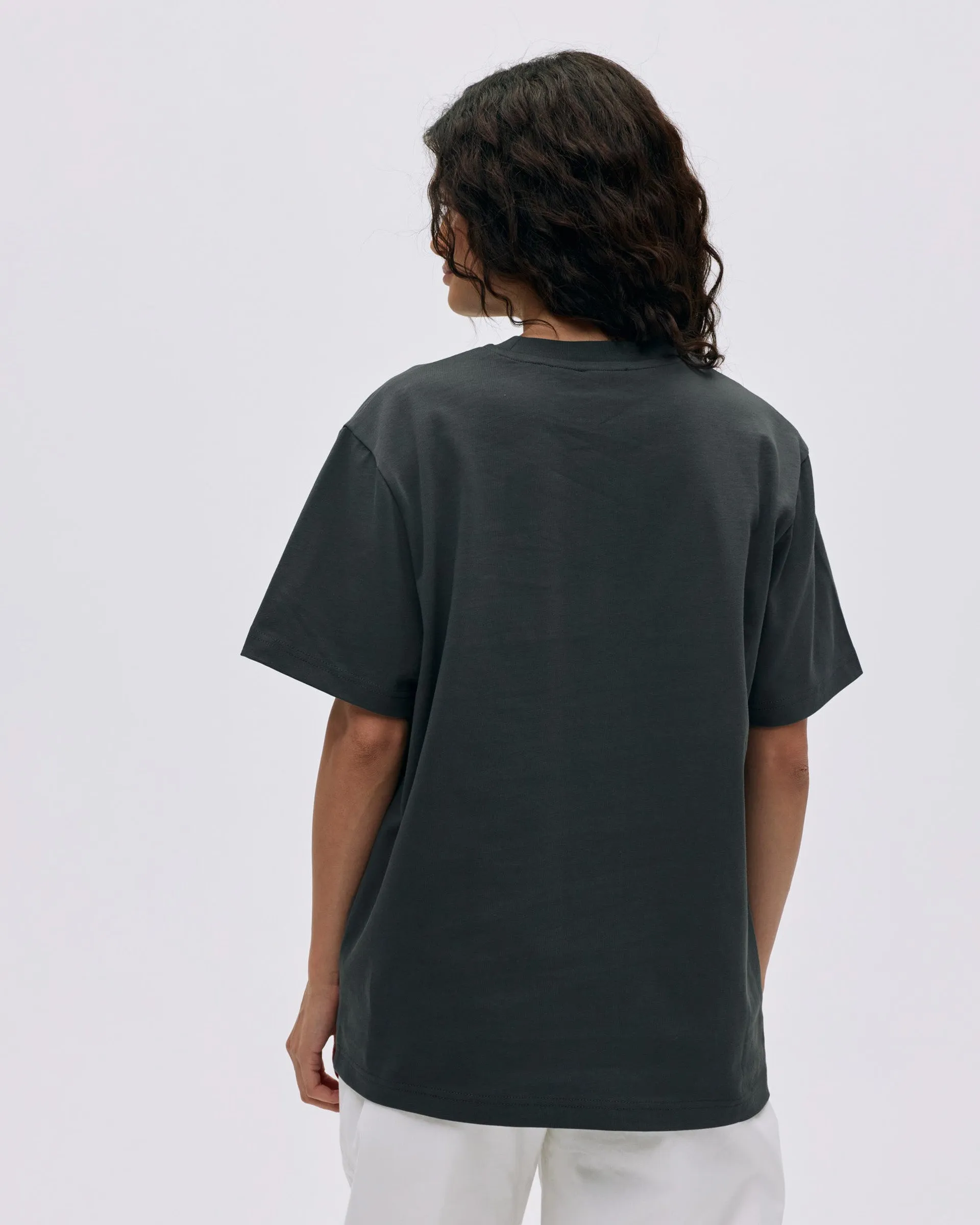 Varsity Stitch Short Sleeve Oversized T-shirt - Graphite Grey/Marshmallow White On-the-Go Comfort