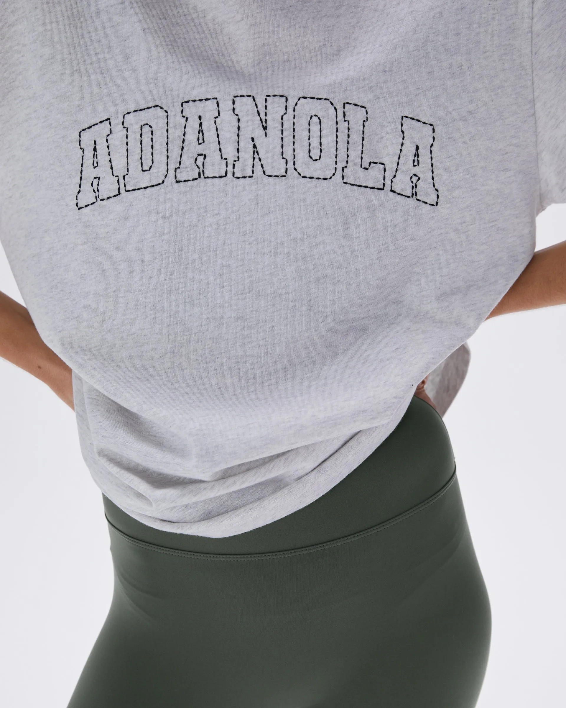 Varsity Stitch Short Sleeve Oversized T-shirt - Light Grey Melange/Black Breathable Performance Fit