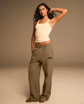 Effortless Look Varsity Straight Leg Sweatpants - Clay Beige