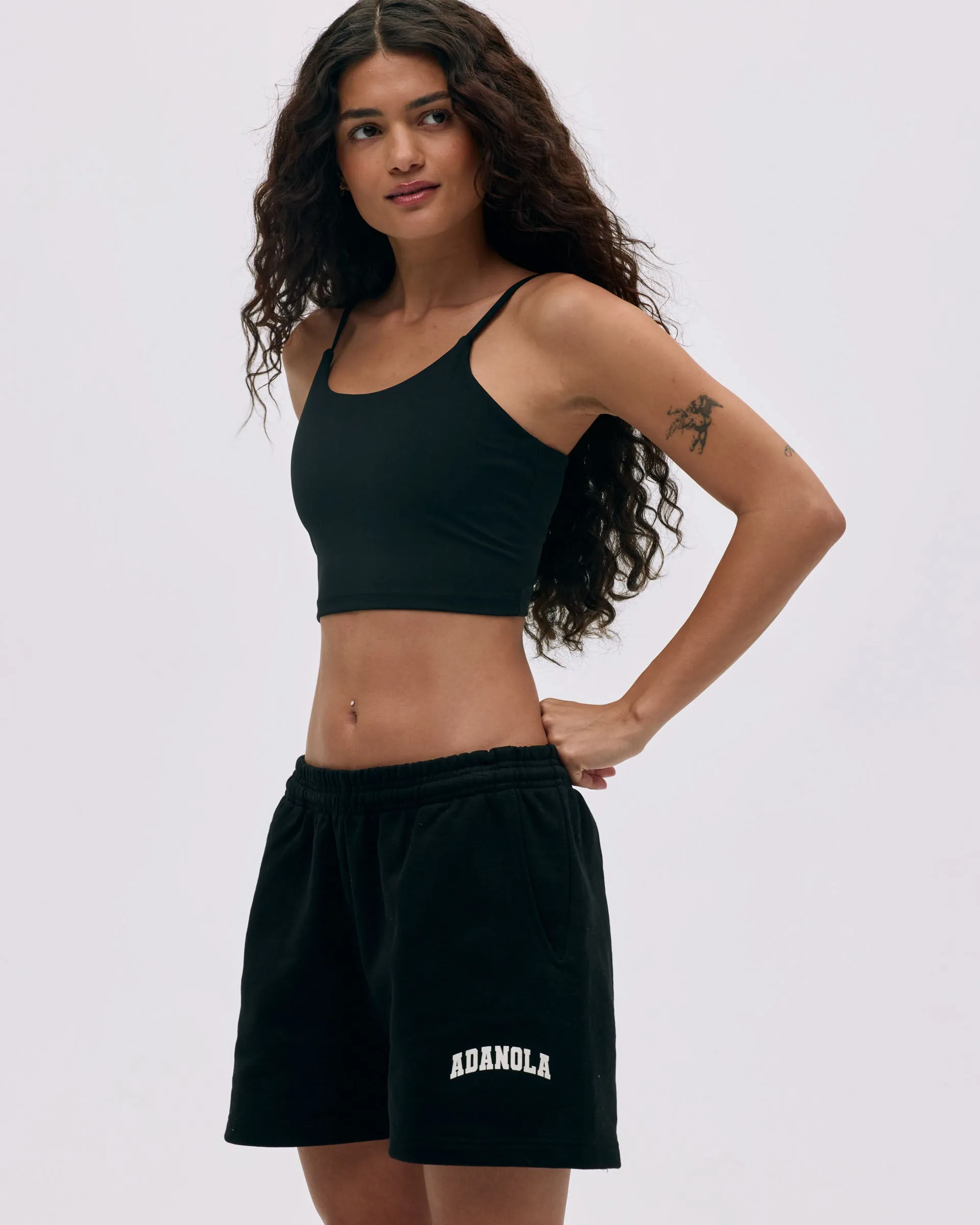 Varsity Sweat Shorts - Black/Marshmallow White Water Resistant Finish Compact Storage Feature