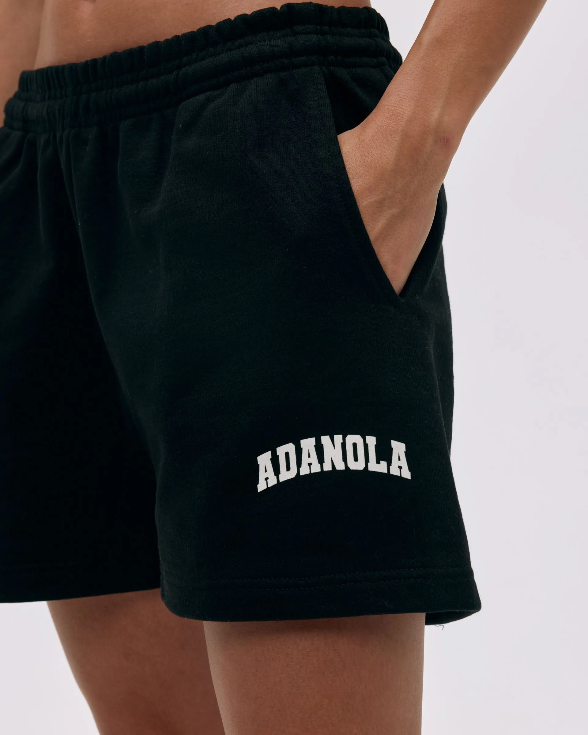 Varsity Sweat Shorts - Black/Marshmallow White Athletic Design