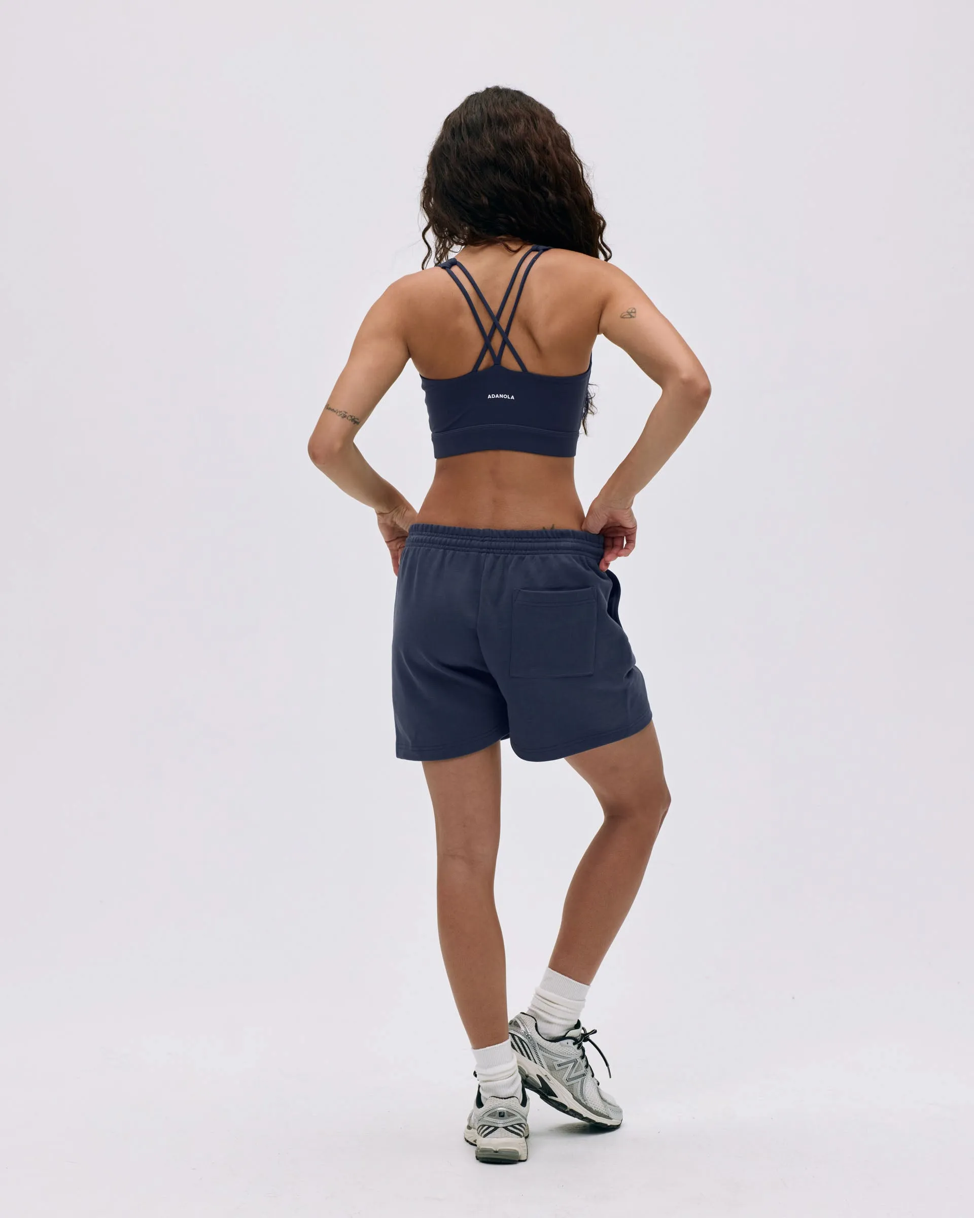 Birthday gift Effortless Movement Varsity Sweat Shorts - Midnight Blue/Marshmallow White