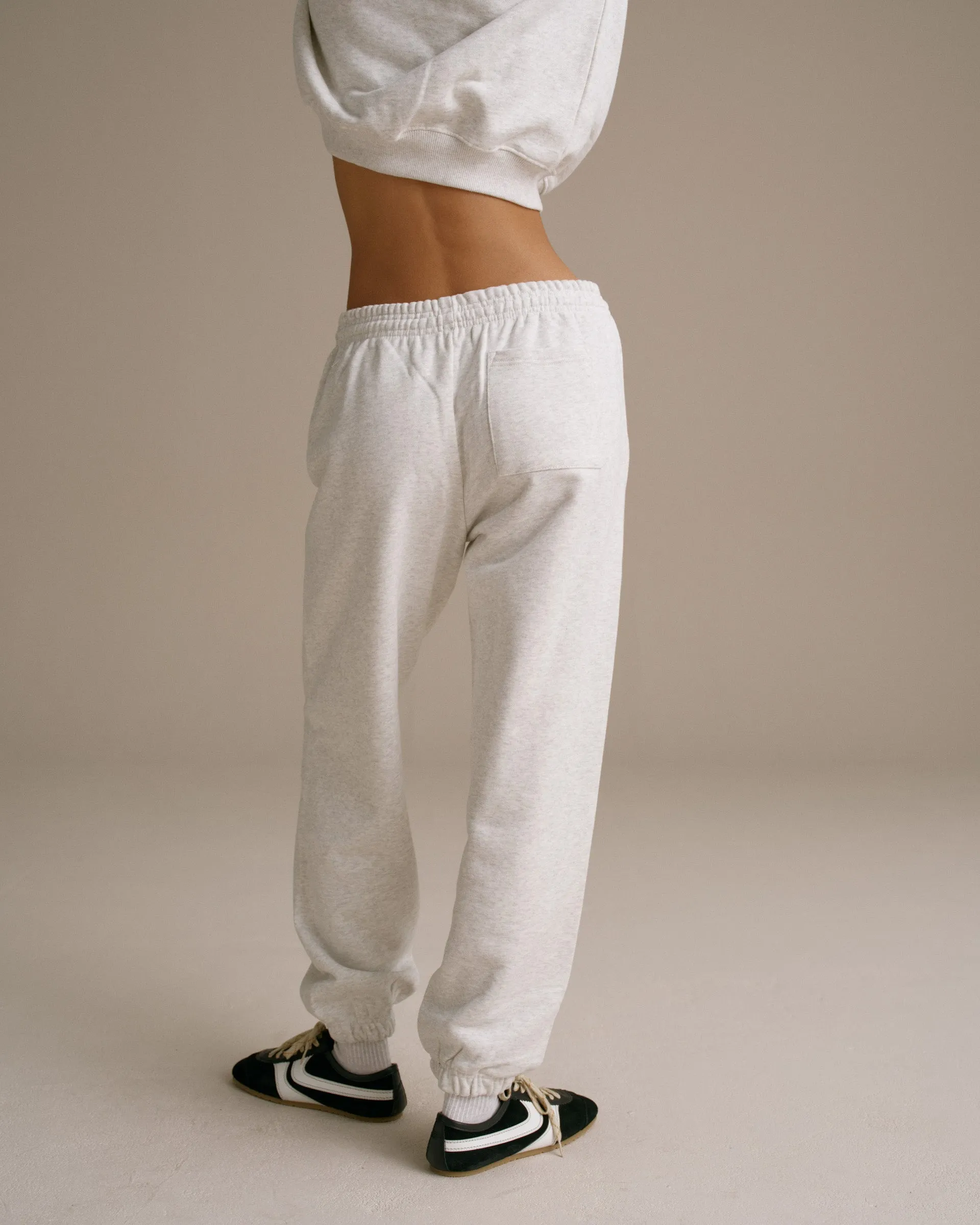 Comfort Fit Varsity Sweatpants - Light Grey Melange/Black