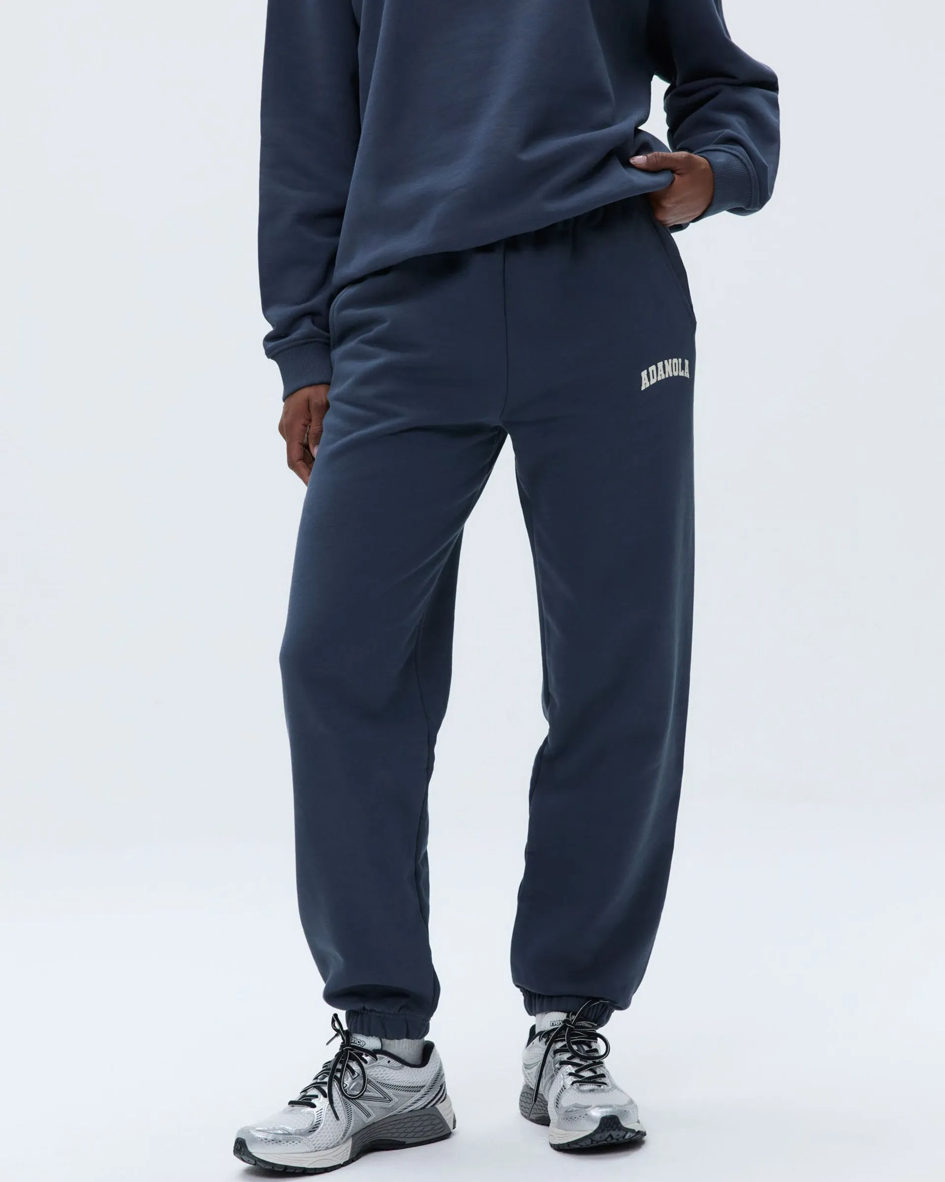 Stretch Fit Weekend Wear Varsity Sweatpants - Washed Midnight Blue
