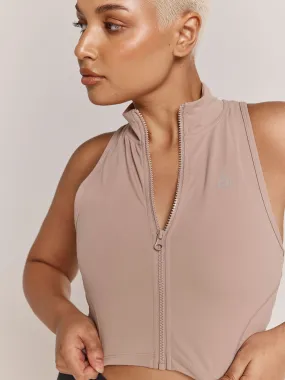 NKD Zip Tank - Taupe RawEdgedDesign SlimFitAdaptation