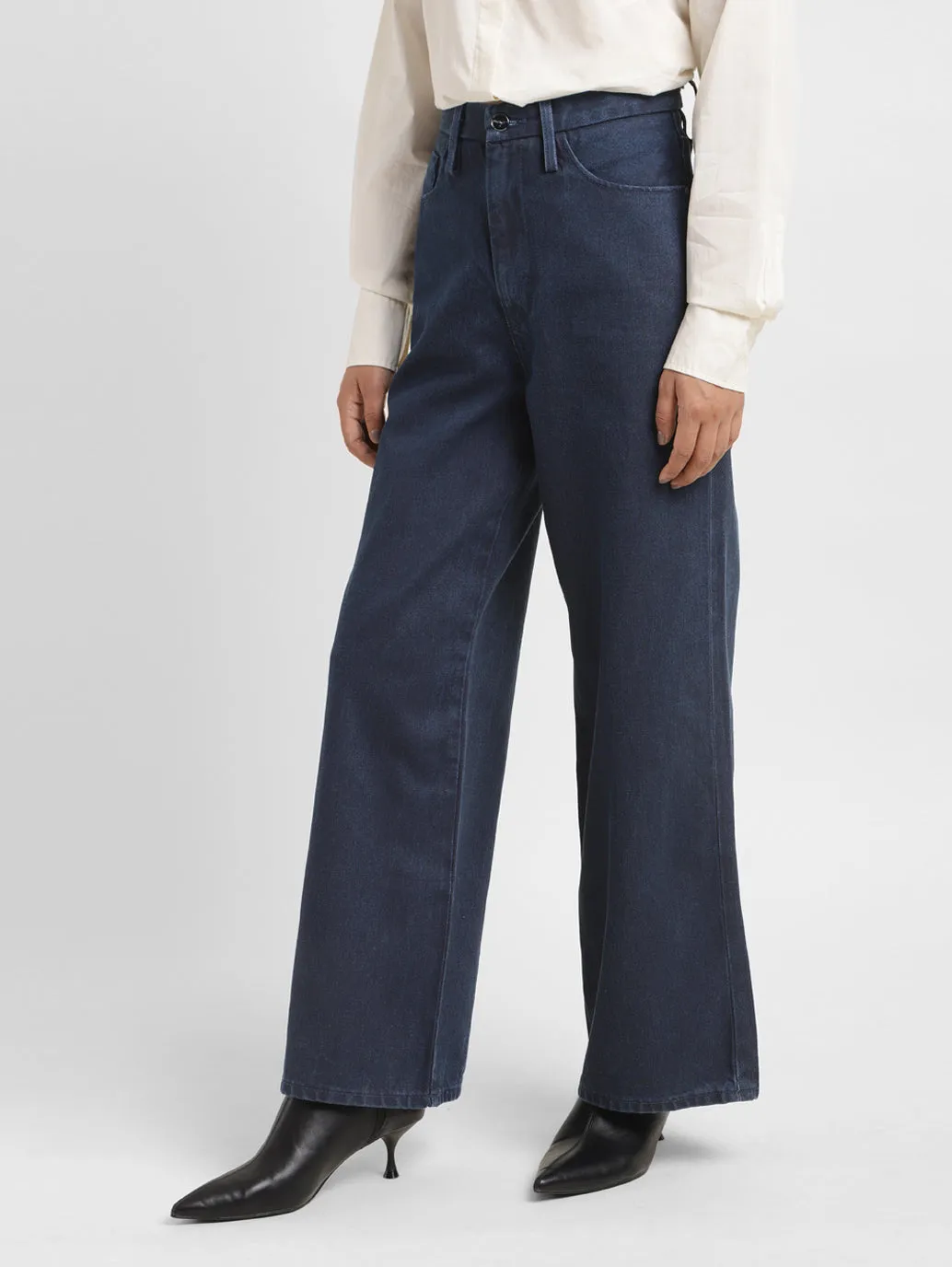 Women's Blue Ribcage Bell Bottom Wide Leg Fit High Rise Jeans standard fit