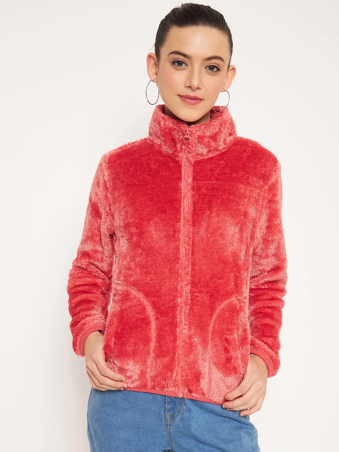 Timeless Sporty Seasonal Trend Madame Light Pink High Neck Sweatshirt