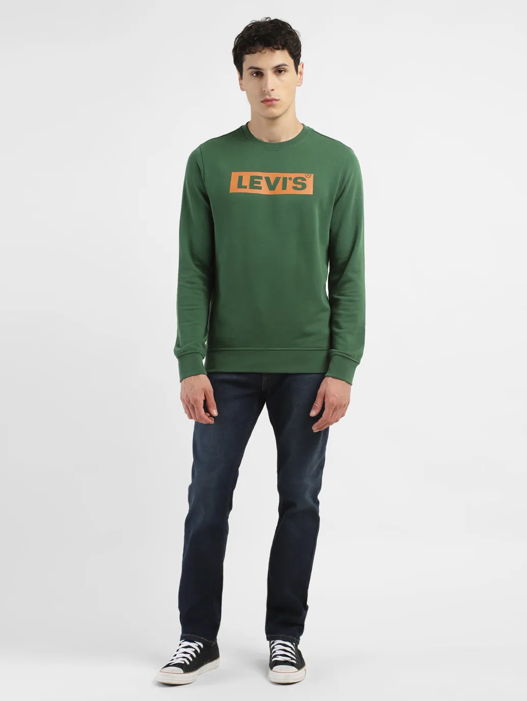 Men's Brand Logo Crew Neck Sweatshirt Trendy Layered