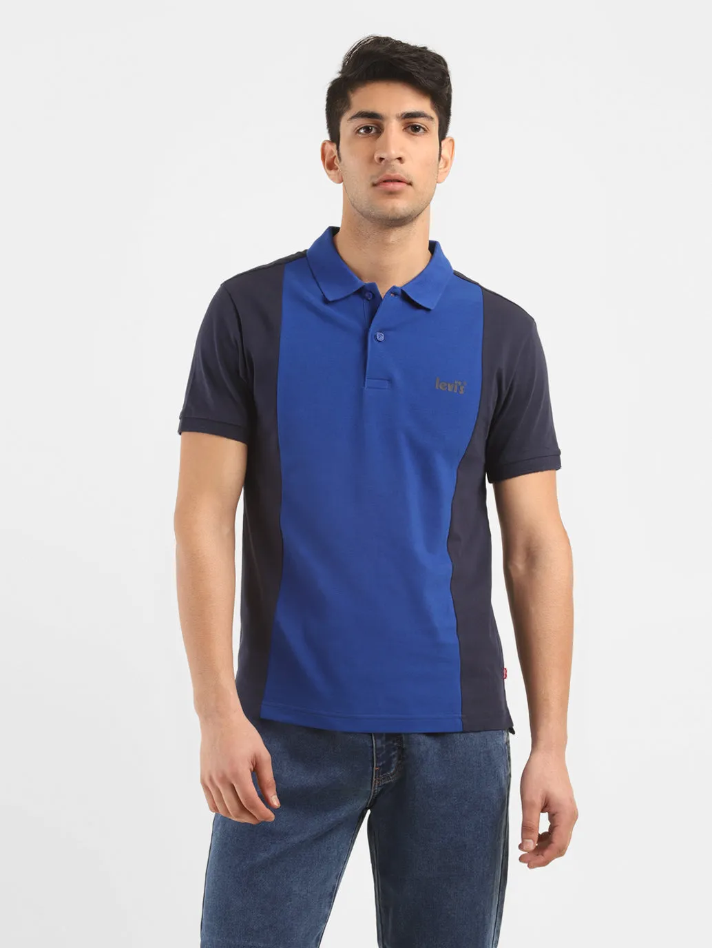 Durable Material Essential Design Men's Colorblock Polo T-shirt