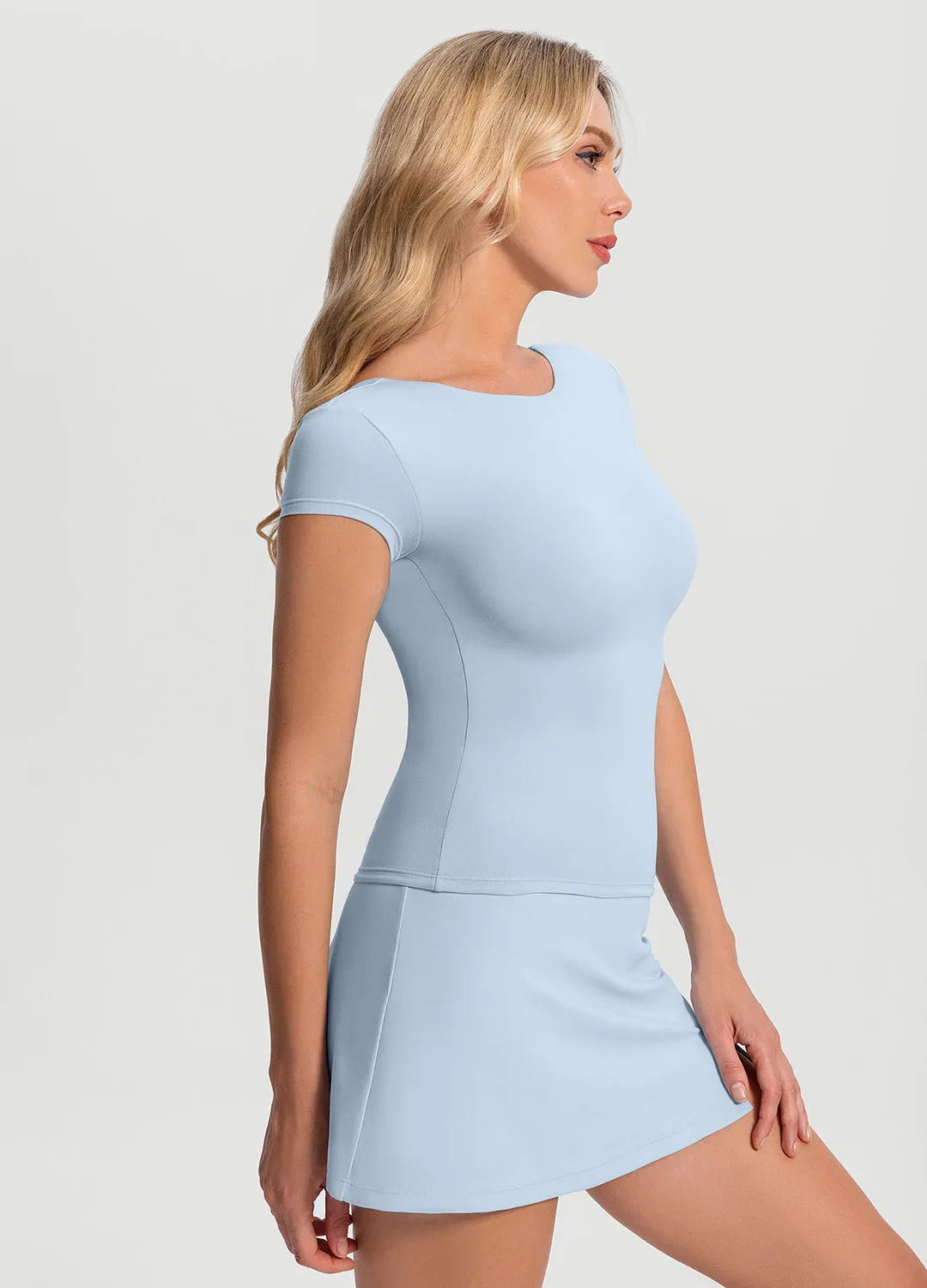 VintageWashEffect UV Protection Fabric Open-Back T-Shirt