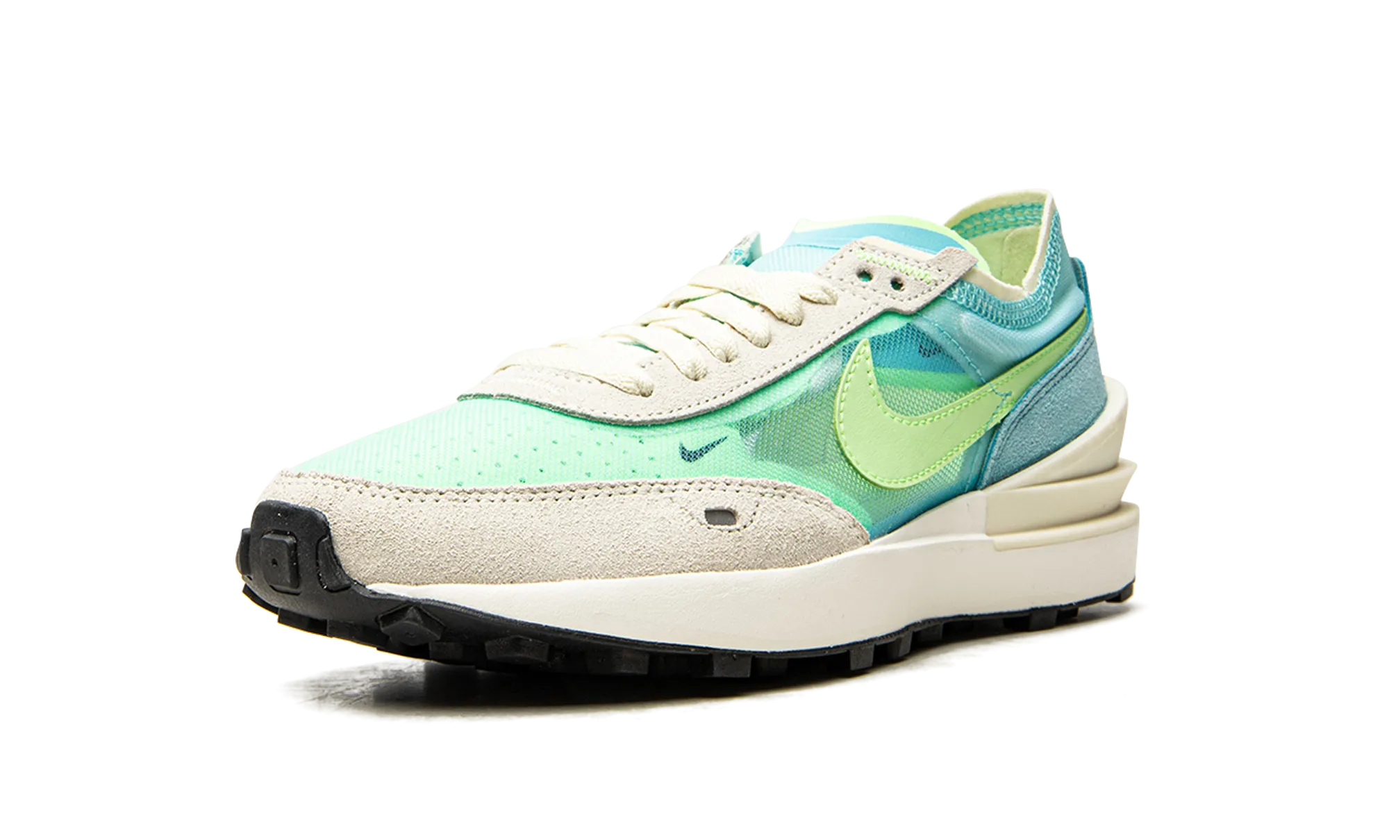 LeatherUpper WAFFLE ONE WMNS "Bleached Aqua / Lime"