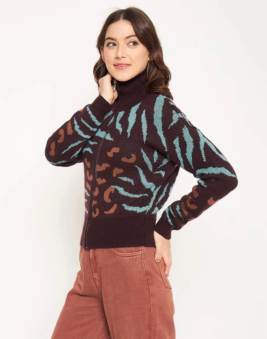 Madame Chocolate Printed Sweater simple design