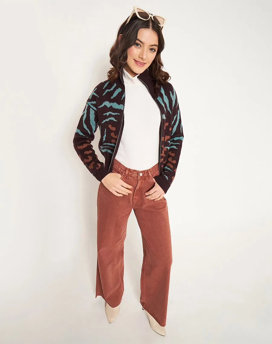 Madame Chocolate Printed Sweater Simple Fashion