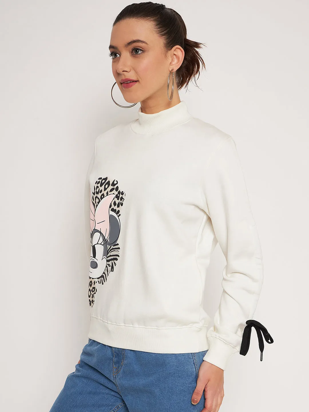Polyester Timeless Hoodie Madame Offwhite Disney Print Sweatshirt